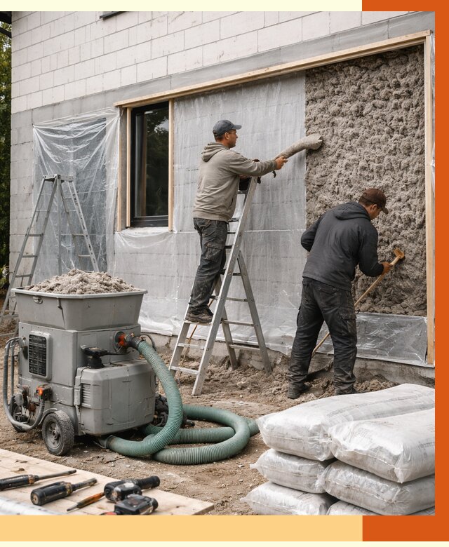 Утепление дома из газобетона эковатой в Минеральных Воде от 4661 руб./м2 | ТепломастерМнр