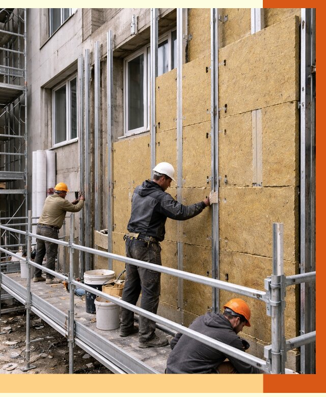 Утепление вентилируемого фасада в Минеральных Воде от 5800 руб/м2 — монтаж и утепление вентфасад | ТепломастерМнр